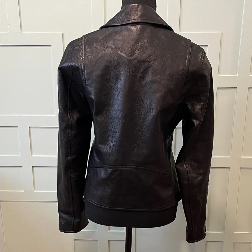 Black Leather (faux) Women's Moto Jacket - Picture 4 of 10